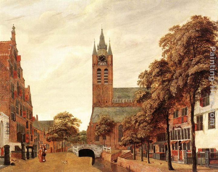 View of Delft painting - Jan van der Heyden View of Delft art painting